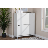 Baxton Studio Fp-2Ous-White Simms White Modern Shoe Cabinet